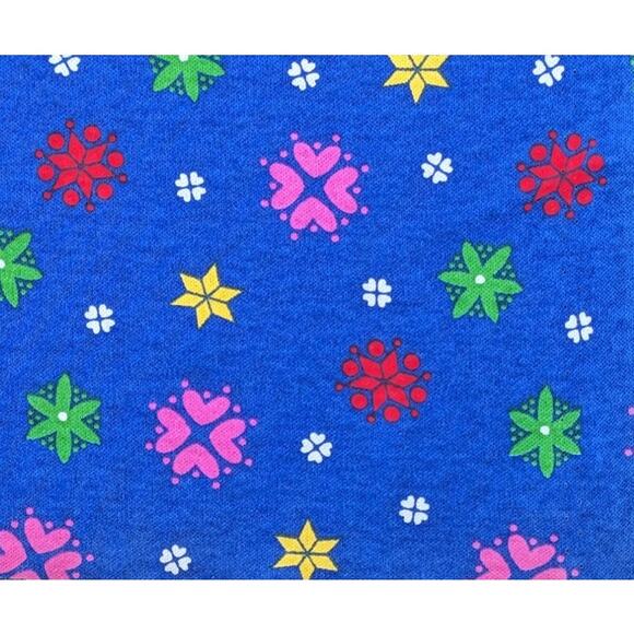 2.5 Yards Cobalt Blue Mandala Star Snowflake Vintage 1980's KNIT FABRIC Rosstex - Picture 1 of 8